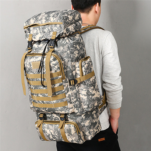 80L Waterproof Molle Camo Tactical Backpack Military Army Hiking Camping Backpack Travel Rucksack Outdoor Sports Climbing Bag ► Photo 1/6