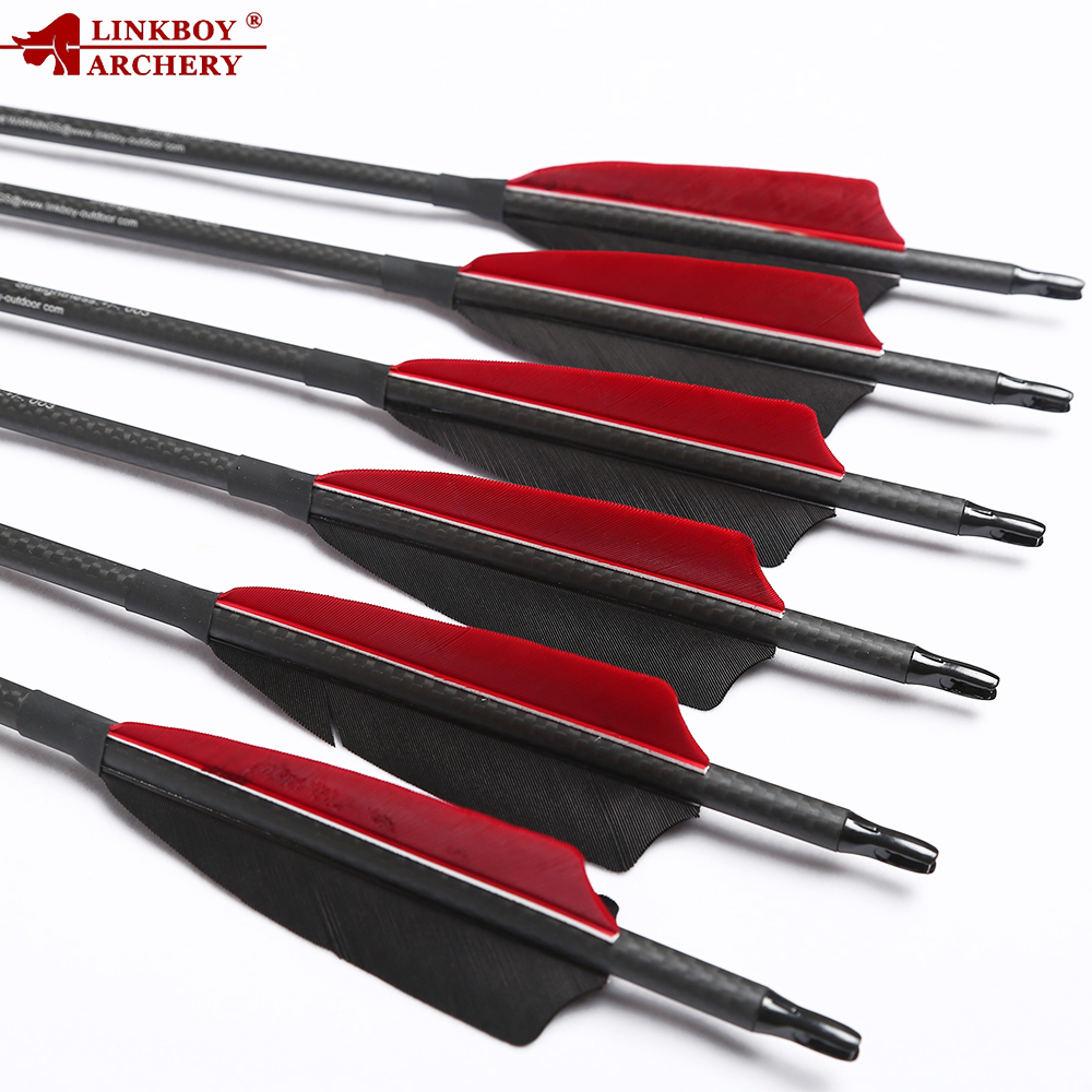 12pcs carbon arrow shaft spine300-600 ID6.2mm for DIY compound bow archery 