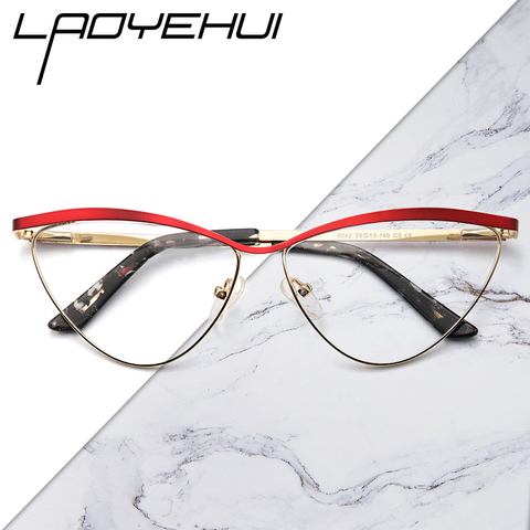 Cat Eye Metal Optical Prescription Glasses Frames For Women Fashion Ladies Fake Glasses Without Diopter Myopia Female Eyeglasses ► Photo 1/6