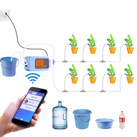 Newest Mobile Phone Remote WIFI Control watering device Intelligent Auto Drip Irrigation System Garden plant water pump timer ► Photo 1/6