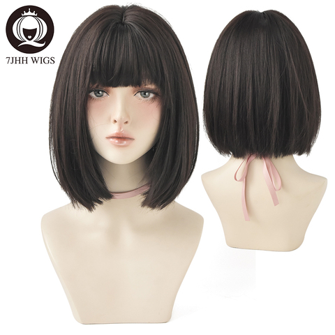 7JHH WIGS Black Short Wig for Girl Daily Wear Synthetic Wig New Style Christmas Gift For Yourself ► Photo 1/6