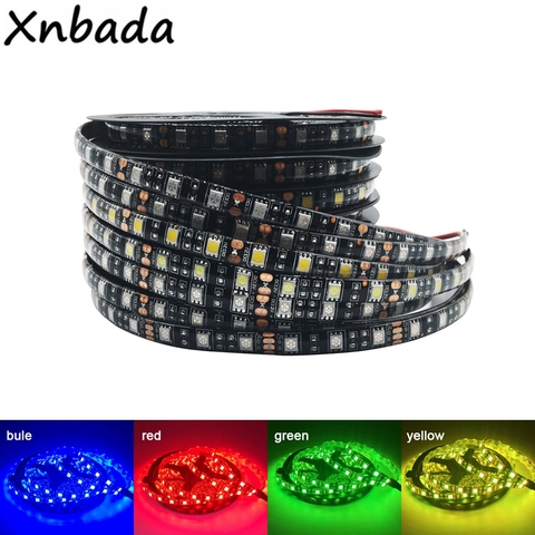 DC12V LED Strip 5050 60 LEDs/m Flexible Black PCB LED light RGB /Warm White/Red/Green/Blue/Yellow 1M 2M 3M 4M 5M Waterproof IP65 ► Photo 1/4