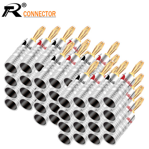 100pcs Nakamichi Banana plug 24K Gold Plated Copper BFA 4mm Banana connector Male Speaker plug black&red ► Photo 1/6