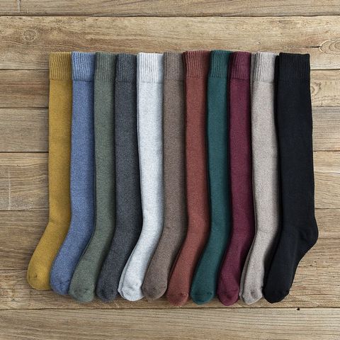 Winter Long Tube Thick High Tube Socks Knee-Length Socks Cotton Plus Velvet Thermal Socks Terry Solid Color Women's Calf Socks ► Photo 1/4