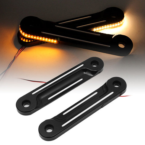 One Pair Motorcycle Aluminum Fork LED Turn Signals Light Flasher Brackets For Harley Touring 1998-Up ► Photo 1/6