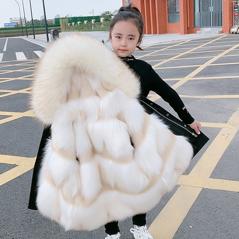 2022 Fashion winter Children Faux Fox Fur Coat Kid Boys Girls clothing Clothes Hooded Thick Warm Jacket Outerwear Parka snowsuit ► Photo 1/6