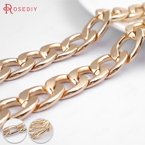 (29871)1 Meter Champagne gold Color Plated Flat Extended Chains Aluminum Chains Necklace Chains Diy Jewelry Findings Accessories ► Photo 1/6