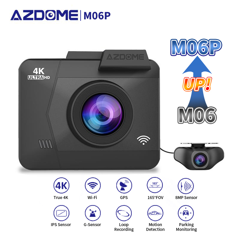 AZDOME M06 4K Ultra 2160P WiFi Dash Cam DVRs Car Camera with GPS Night Vision