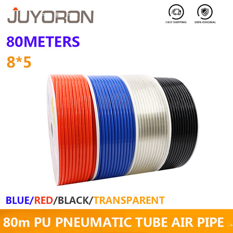 80meters/roll 8*5 OD 8mm Black Transparent Red Blue Pneumatic Air Hose 8x5 Pu Air Tubing Pipe High Pressure Compressor Tube ► Photo 1/6