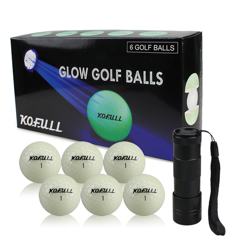 KOFULL 6Pcs Luminous Light Up LED Golf Balls Glow In The Dark Practice Night Gift ► Photo 1/6