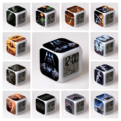 Star Wars 7 Color LED Change Digital Glowing Alarm Clock Night Light for Bedroom Wake Up Watch Desk Decoration Toys Gift for Kid ► Photo 1/6