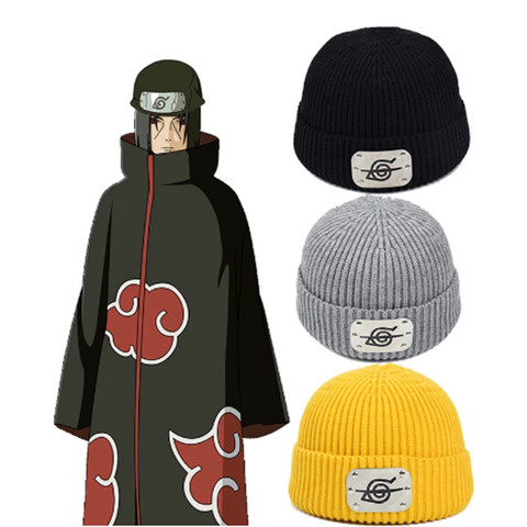 Naruto Akatsuki logo Beanie Hat Anime Warm Embroidery knitted woolen unisex