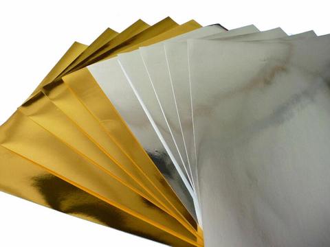 20 Sheets Size A5 Single Side Gold Silver Shiny Glossy Metallic Cardstock Paper Art Card 250gsm ► Photo 1/6