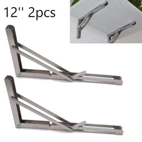 2pcs 12'' Table Bracket Stainless Steel Wall Mounted Folding Table Shelf Support Bracket for home marine boat yacht accessories ► Photo 1/6