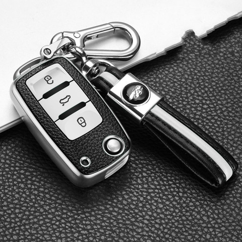 PU+TPU Car Key Cover For Volkswagen VW 4 5 6 Bora Jetta POLO Passat B5 B6 Skoda Octavia Fabia SEAT Ibiza Leon Protect Bag Case ► Photo 1/6