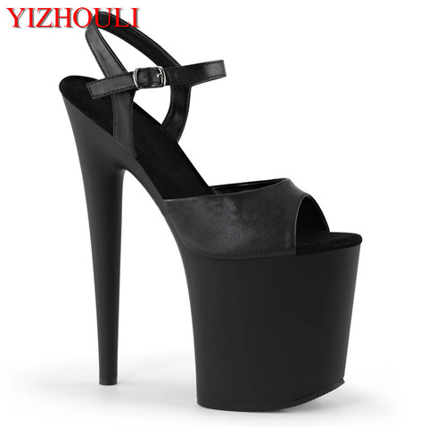 New 8-inch stiletto 20 cm matte black vamp, nightclub summer baked lacquer sandals, party stage sandals ► Photo 1/6