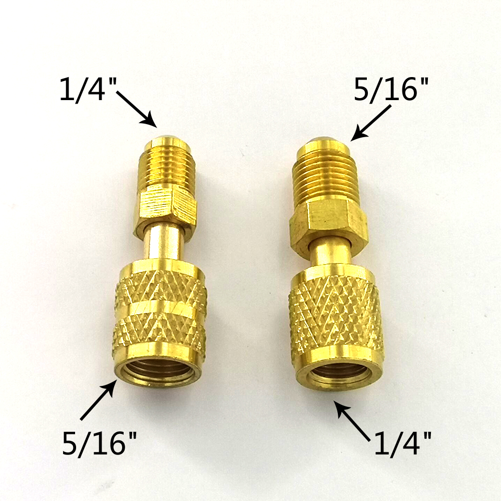 2pcs R410a Refrigeration Charging Adapter 5/16 SAE F Quick Couplers To 1/4 SAE M Flare 5/16 SAE M To 1/4 SAE For Air Conditioner ► Photo 1/5