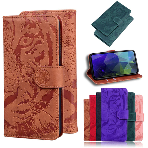 Tiger Leather Phone Case For Redmi Note 7 7A 8 8A 9 9A 9C 8T 9S Pro Max 10 Lite A3 9T Soft TPU Wallet Flip Back Cover Skin feel ► Photo 1/6