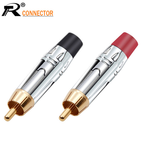 10pairs/20pcs RCA Connector Smooth Silve RCA male plug gold plated audio adapter black&red pigtail speaker plug for 7MM Cable ► Photo 1/6