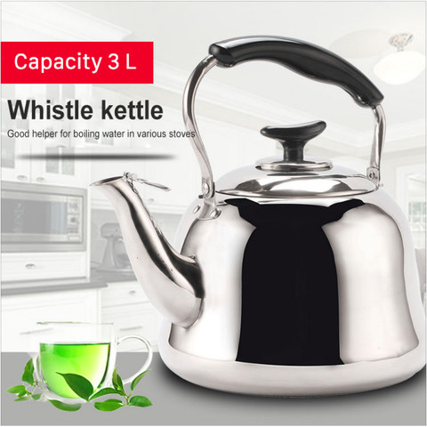 Stainless Steel Kettle Thick Food Grade Gas Whistle Pot Cooker Large Capacity Camping Whistling Teakettle Teapot N h3 ► Photo 1/6