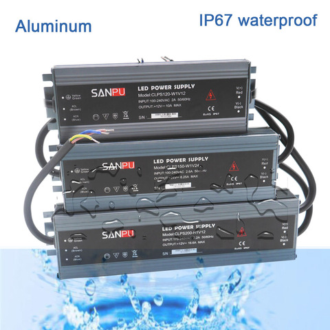 LED ultra-thin waterproof power supply IP67 AC110V-220V to DC12V/ DC24V transformer 45W/60W/100W/120W/150W/200W/300W led Driver ► Photo 1/6