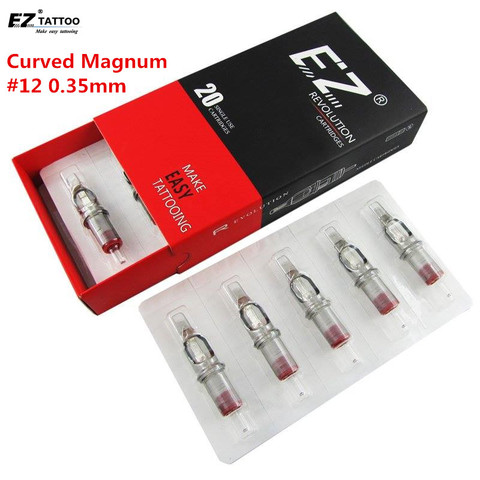 EZ Revolution Tattoo Needles Cartridge Magnum Curved Round Magnum # 12 (0.35 mm )  Long Taper 5.5 mm Tattoo Supply 20 pcs /box ► Photo 1/6