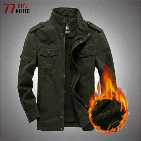 Military Fleece Jackets Men Winter Thick Warm Bomber Cargo Jacket Coats Male Casual Air Force Tactical Outwear Plus Size 6XL ► Photo 1/6