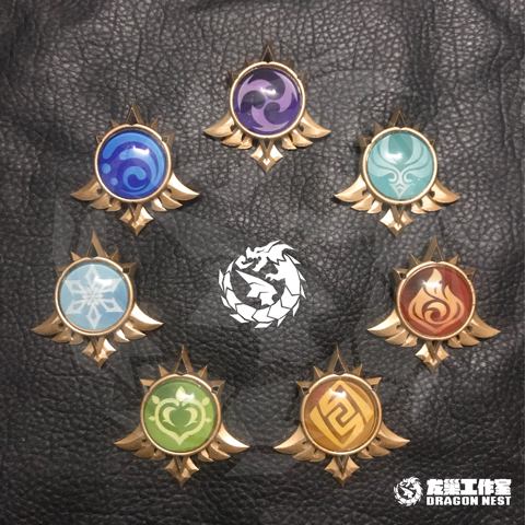 Anime Genshin Impact Elemental Glowing Weapon God's Eye Badge Metal Button Brooch Pins Collection Souvenir Cosplay Xmas Gifts ► Photo 1/6