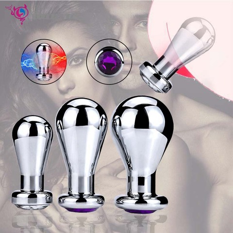 Huge Metal Butt Plug Big Jewelry Anal Plug Oval Dilatador Anal Balls Prostate Massager Buttplug Anal Sex Toys For Women Men ► Photo 1/6