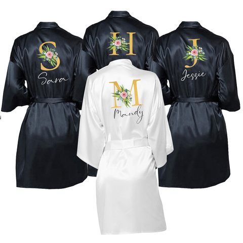 Wedding Dressing Gown Personalised Names BRIDE&Bridesmaid Satin Custom Robes for Gifts Mother of Bride/Groom Squad Sleepingwear ► Photo 1/6