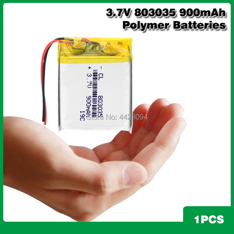 Polymer Lithium battery 900mah 3.7 V 803035 smart home MP3 speakers Li-ion battery for dvr,GPS,mp3,mp4,mp5 power bank,speaker ► Photo 1/6