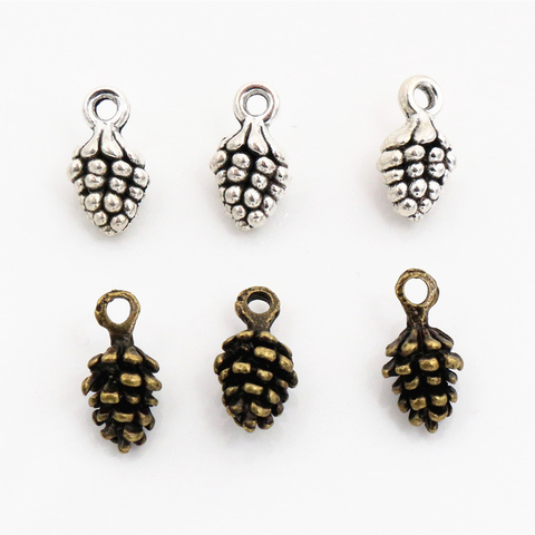 13x7mm 30pcs Antique Sliver and Bronze Plated Pine Cone Handmade Charms Pendant:DIY for bracelet necklace ► Photo 1/3