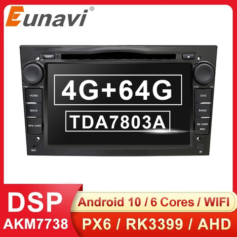 Eunavi 2 Din Android 10 Car DVD Radio For Opel Vauxhall Astra H G J Vectra Antara Zafira Corsa Vivaro Multimedia GPS Navigation ► Photo 1/6