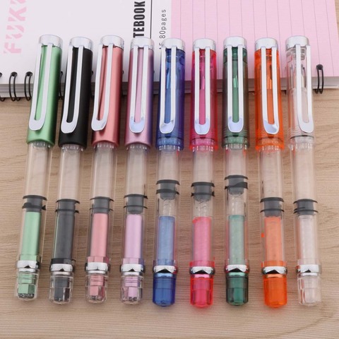 1PCpiston Fountain Pen Large capacity fashion EF classic Transparent Colorful Stationery Office school supplies ► Photo 1/6