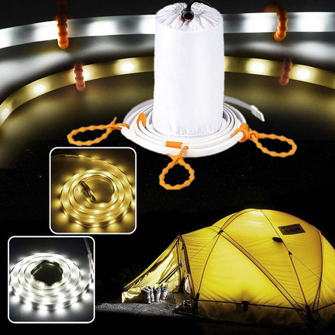 led strip Outdoor Tent Lamp Portable USB plug Waterproof Camping Warm White led light DC5V Rope Light Lantern Lights 1m 1.5m ► Photo 1/6