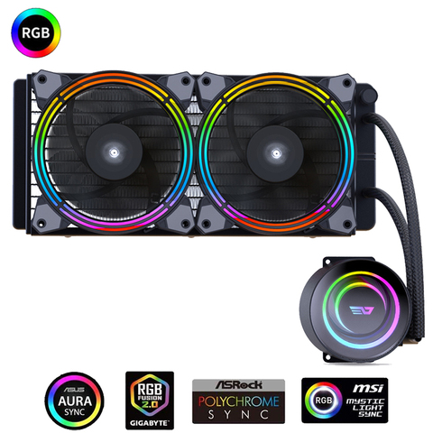 darkFlash PC Case Water Liquid Cooling AIO Cooler Radiator with 240mm RGB Rainbow PC Fan CPU Cooler For LGA 115x/2011/AM3+/AM4 ► Photo 1/6