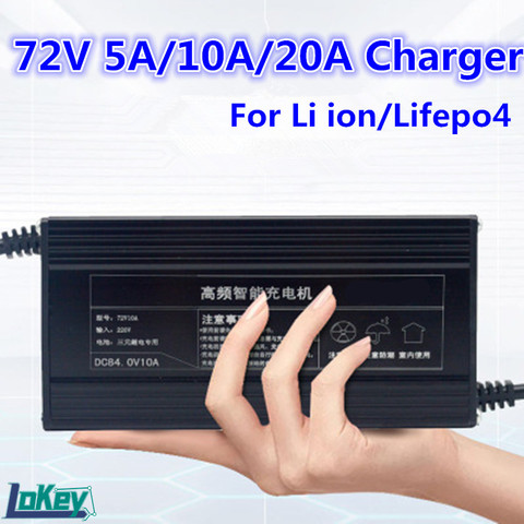 72V 15A 12A 10A 20S 84V li-ion 24S 87.6V lifepo4 Smart FAST Charger for ebike motorcycle golf cart forklif boat lithium battery ► Photo 1/6