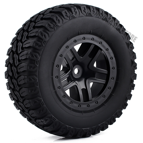 4Pcs Short Course Tires& Wheel Rims for 1/10 RC Terrain Truck Traxxas Slash VKAR 10SC RC Car Parts ► Photo 1/6