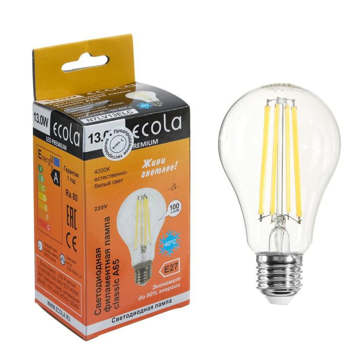  LED filament lamp Ecola classic Premium, А65, 13 W, Е27, 4000 К, 360 °, 220 V 5375288 Led  For home ► Photo 1/3