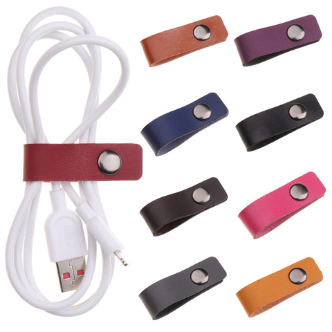 5pcs Leather Cable Straps Cable Tie Wraps Cord Management Holder Keeper Earphone Wrap Winder Wire Ties for Work&Travel ► Photo 1/1