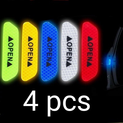 4Pcs/set Car Door Stickers Universal Safety Warning Mark OPEN High Reflective Tape Motorcycle Bike Helmet Sticker ► Photo 1/4