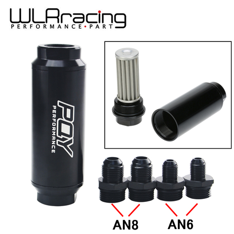 WLR RACING - PQY 44mm New Fuel filter with 2pcs AN6 and 2pcs AN8 adaptor fittings with 60micron steel element  WLR5565 ► Photo 1/6