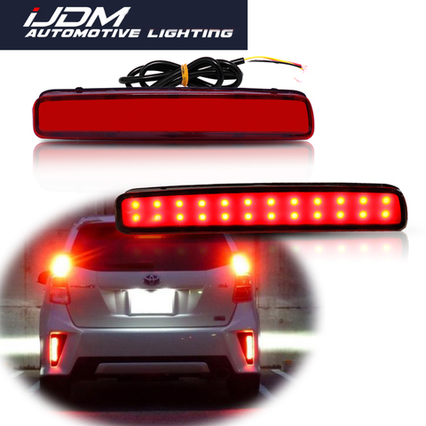 iJDM 12V Red LED Car Rear Bumper Reflector Lights, Function as Tail/Brake Lights Rear Fog Lights For Toyota Prius V Scion tC ► Photo 1/6