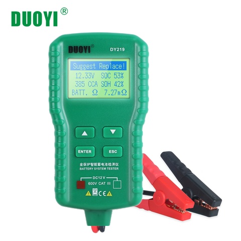 DUOYI DY219 12V Car Battery Tester 100~ 1700CCA  Digital Automotive Analyzer Lead Acid Battery Multifunction Diagnostic Tool ► Photo 1/6