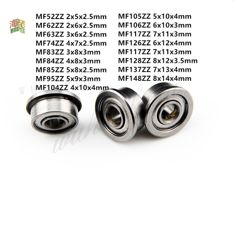 5pcs MF52ZZ MF62ZZ MF63ZZ MF74ZZ MF83ZZ MF84ZZ To MF148ZZ Miniature Flange Bearing Thin Wall Metal Shielded Flanged Bearings ► Photo 1/2