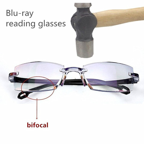 2022 Men Women Rimless Reading Glasses Bifocal Far Near Anti Blue Light Magnification Eyewear Presbyopic Glasses Diopter okulary ► Photo 1/6