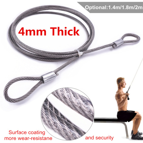 Heavy Duty 4mm Steel Wire Rope Length 1.4m/1.8m/2m with Eyelets for Home Gym Accessories Cable Pulley Handles Fitness Equipment ► Photo 1/6