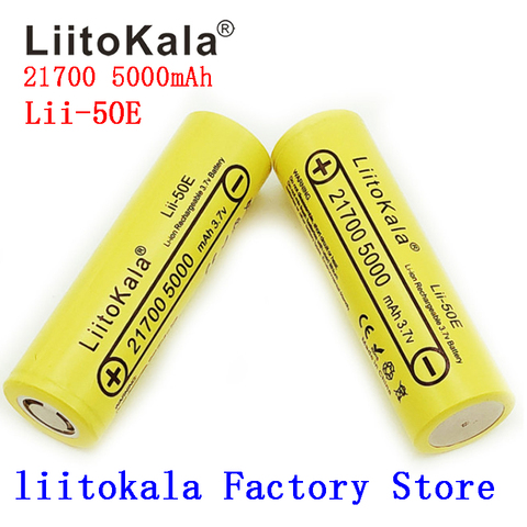 LiitoKala lii-50E 21700 5000mah Rechargeable Battery 3.7V 5C discharge High Power batteries For High-power Appliances ► Photo 1/5