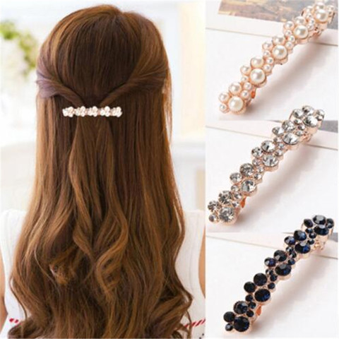 Women Girl Korean Crystal Elegant Crystal Pearl Hair Clip Barrettes Hairgrips Hair Pin Hair Accessories Styling Tools ► Photo 1/6