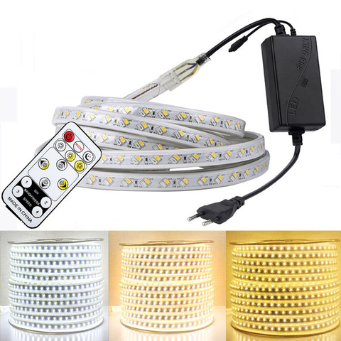 RGB LED Strip Light kit with Remote Controller Dimmable Soft Light LED Tape Waterproof AC220V SMD 5050 LED Ribbon Flexible Strip ► Photo 1/6